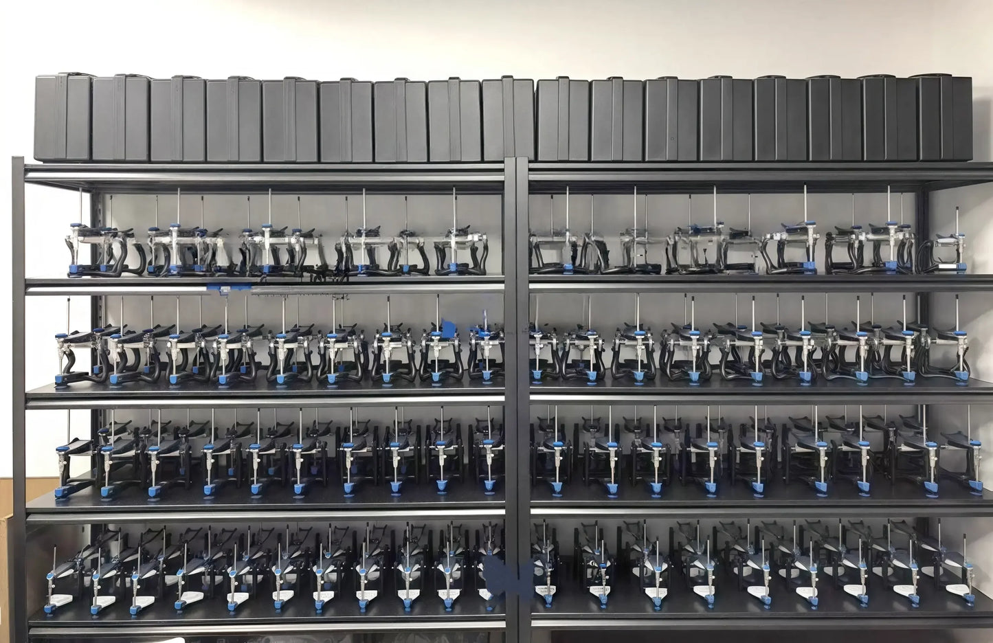 Dental facebow and articulator tools in portable aluminum case