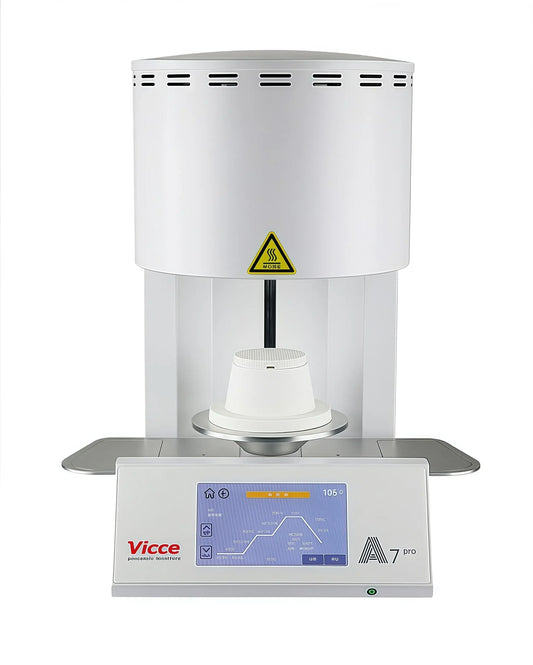 A7 Pro dental porcelain furnace front view with LCD screen