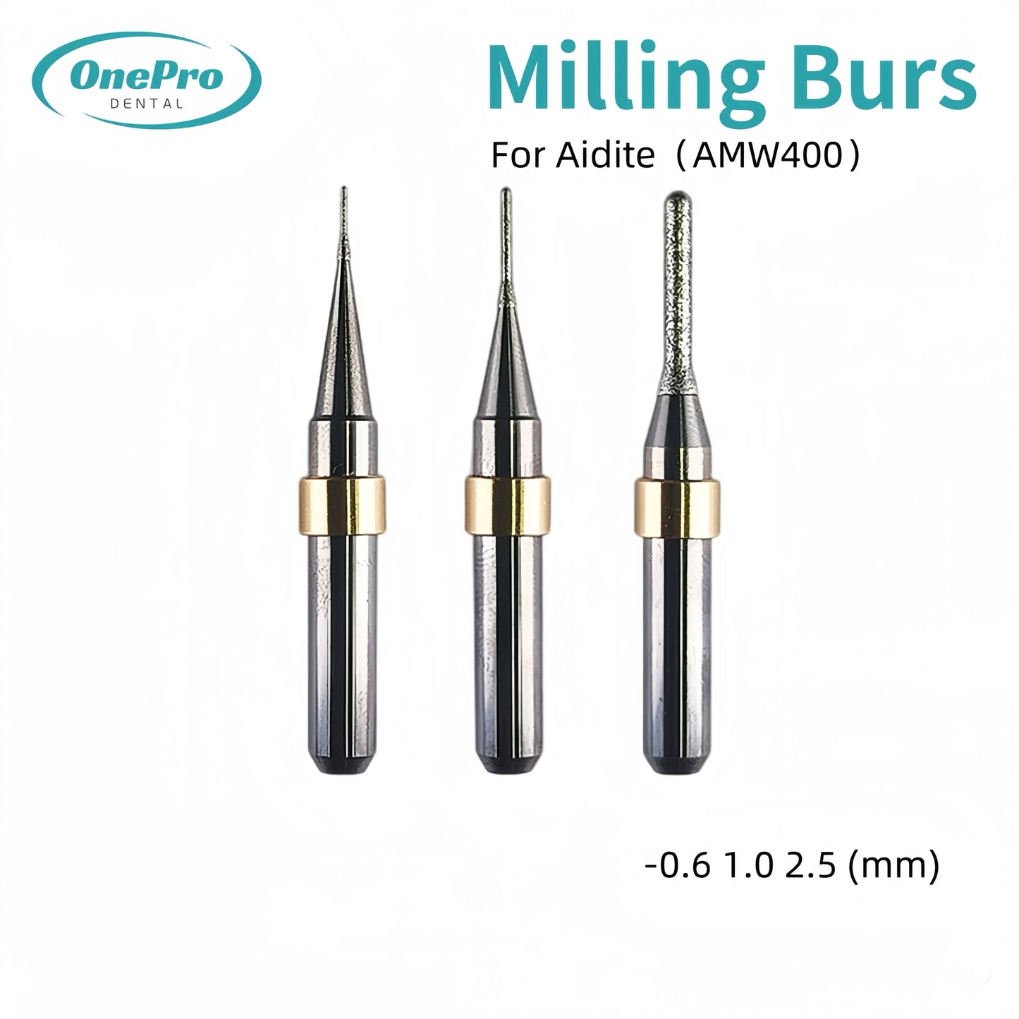"High-precision milling burs for Aidite AMW400 lithium disilicate cutting"