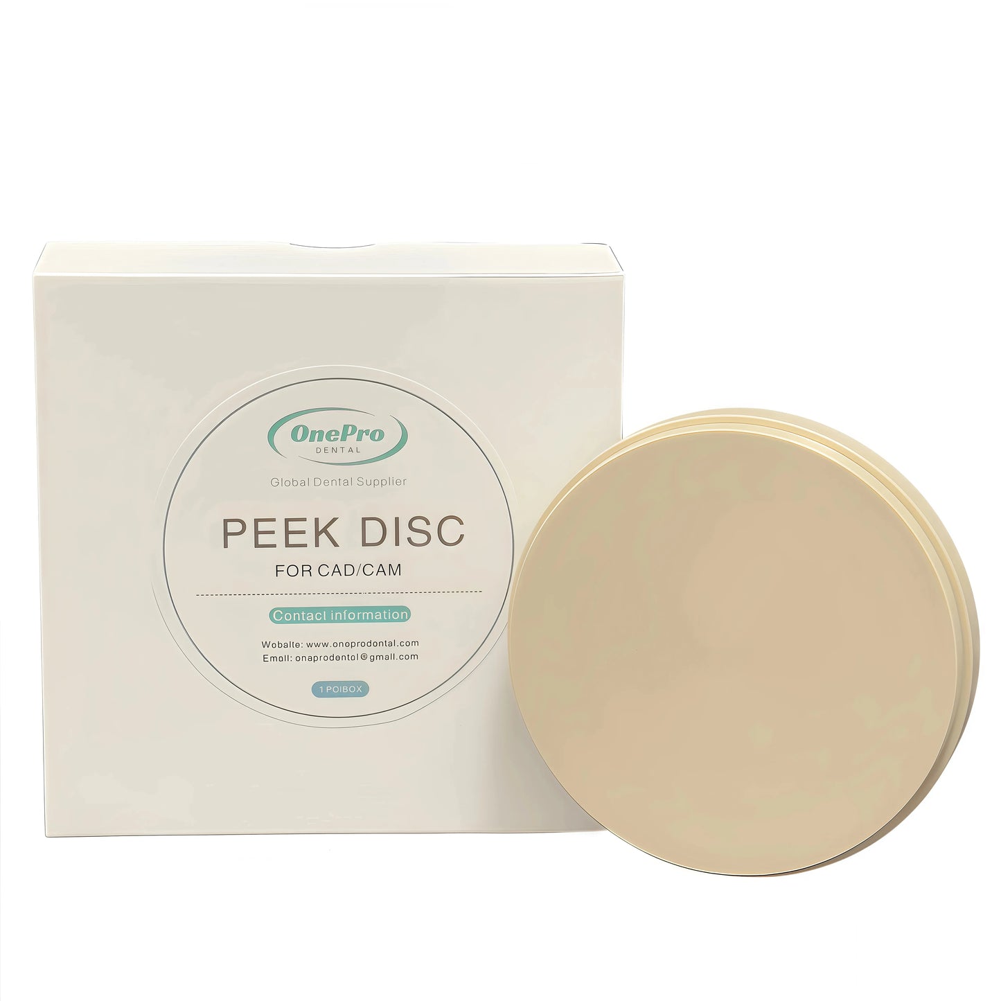 Natural color PEEK disc for CAD/CAM dental restorations