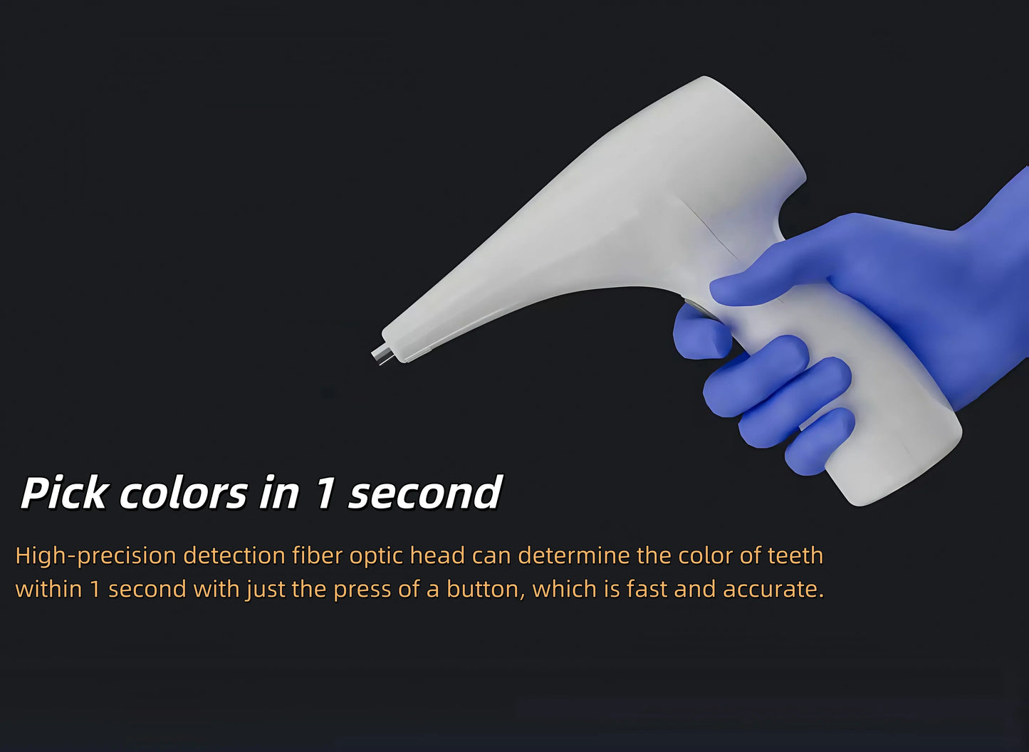 "Rechargeable dental shade spectrophotometer handpiece with LED guidance light"