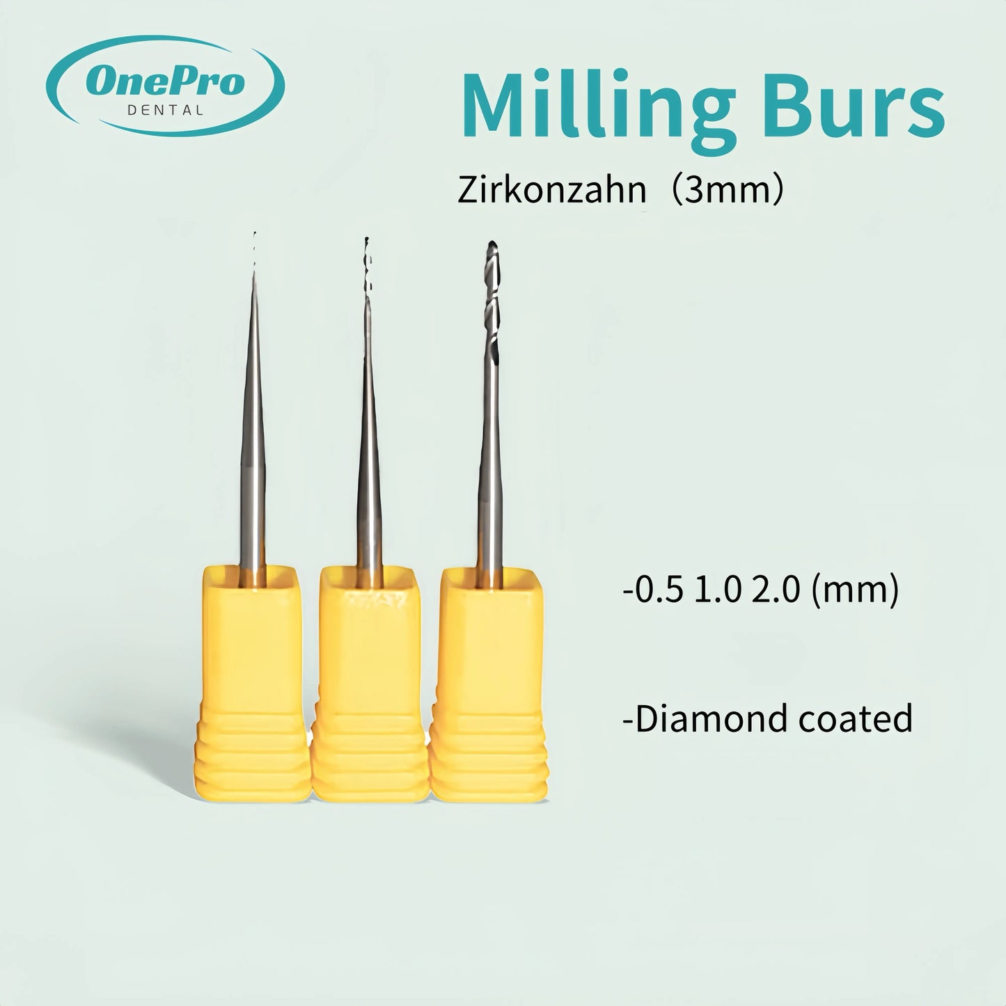 "Professional zirconia cutting tools compatible with Zirkonzahn 3mm system"