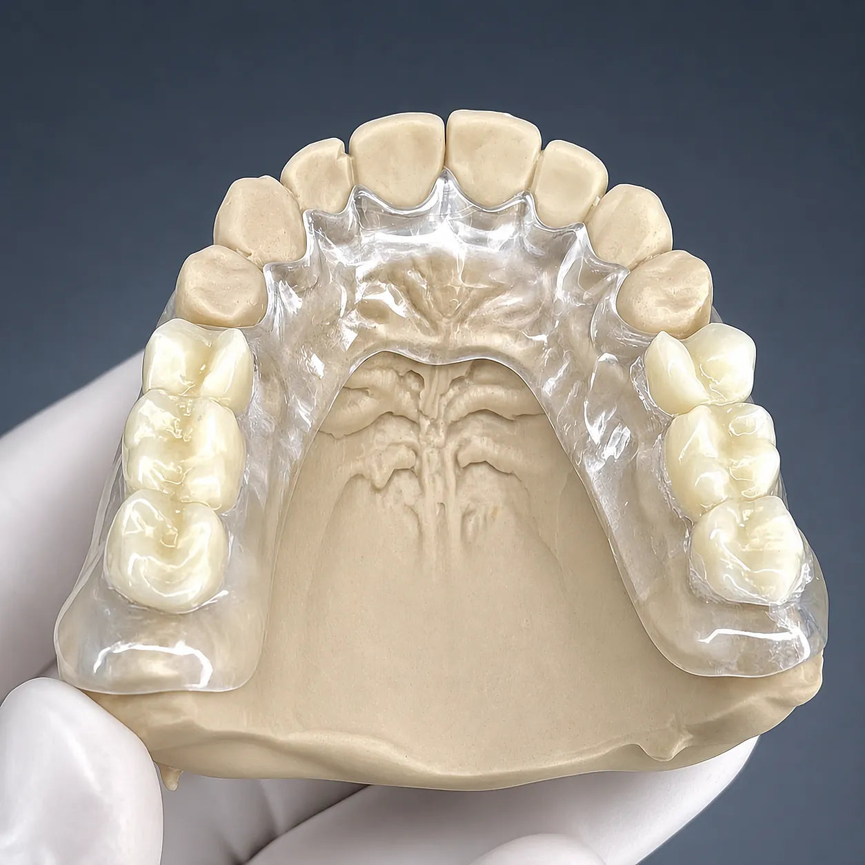 Removable partial denture application made from dental acetal disc on a dental model