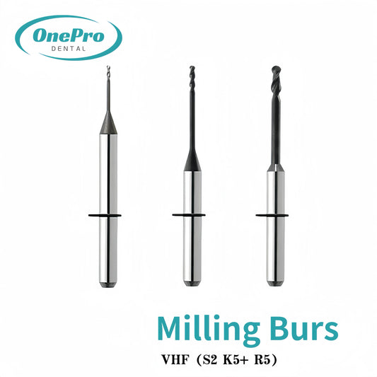 "High-precision milling burs for VHF S2, K5+ and R5 dental machines"