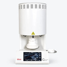 Front view of the GT1 Pro zirconia sintering furnace with touchscreen control panel and ceramic loading platform