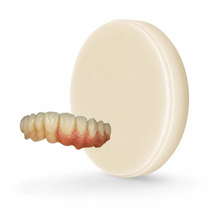 Multilayer PMMA disc with esthetic provisional dental restoration