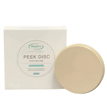 Natural PEEK disc medical-grade biocompatible - 98mm/95mm CAD/CAM milling, elastic modulus close to bone, pure uncolored material
