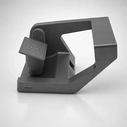 OnePro dental desktop scanner side view with open scanning platform for dental laboratory models