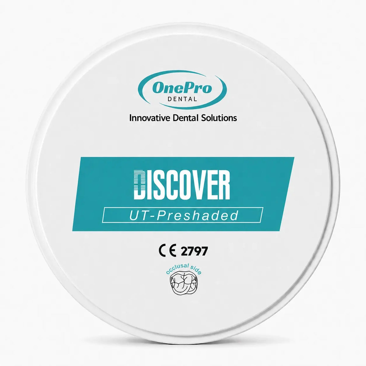 OnePro UT Preshaded zirconia disc front view for esthetic dental CAD CAM milling