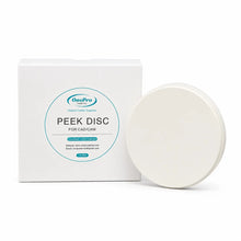 OnePro White PEEK Disc for CAD/CAM dental applications with packaging