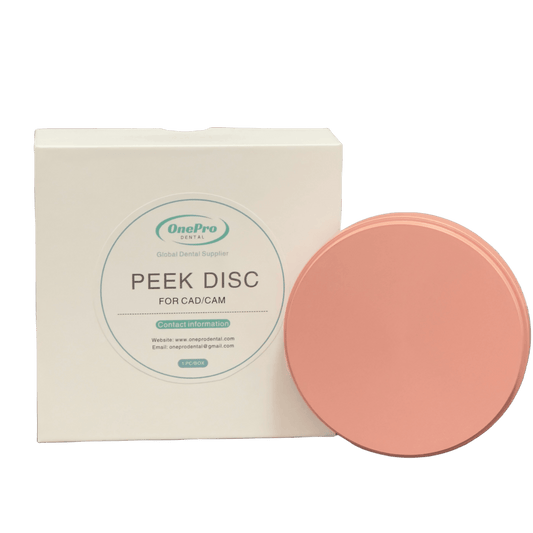 Pink PEEK disc for dental prosthetics and dentures