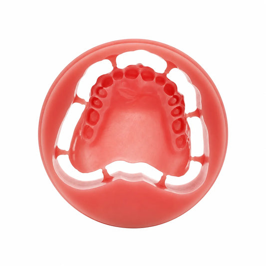 Milled Pink PMMA denture base framework before artificial tooth placement
