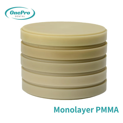 Monolayer PMMA milling disc for digital dentistry and CAD/CAM systems