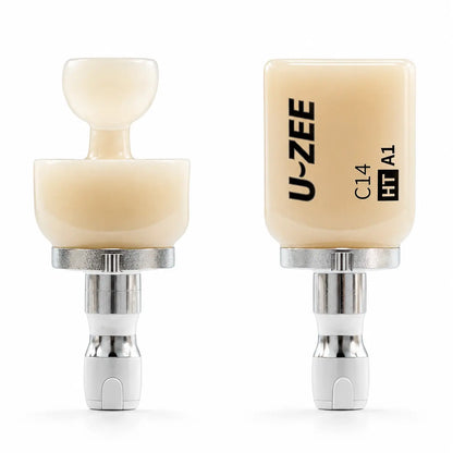 U-ZEE Direct-Mill Glass Ceramic CAD/CAM blocks with metallic holders for chairside dental restoration milling