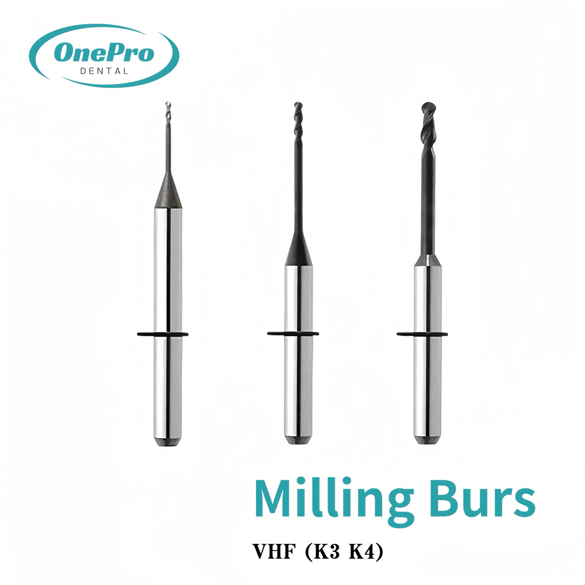 "High-precision milling burs for VHF K3 and K4 dental machines"