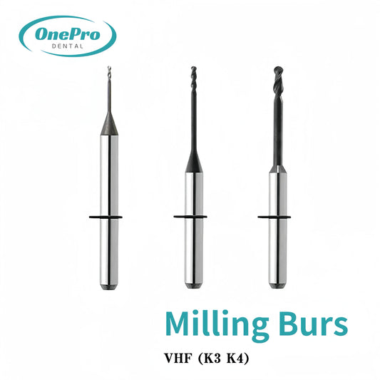 "High-precision milling burs for VHF K3 and K4 dental machines"