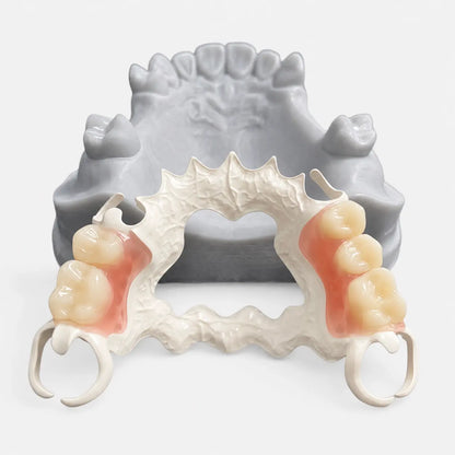 White PEEK Disc processed into lightweight removable dental prosthesis framework