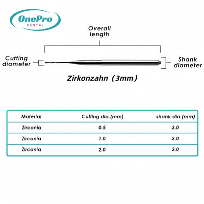 Milling Burs—Zirkonzahn（3mm）Milling Machine - OnePro Dental