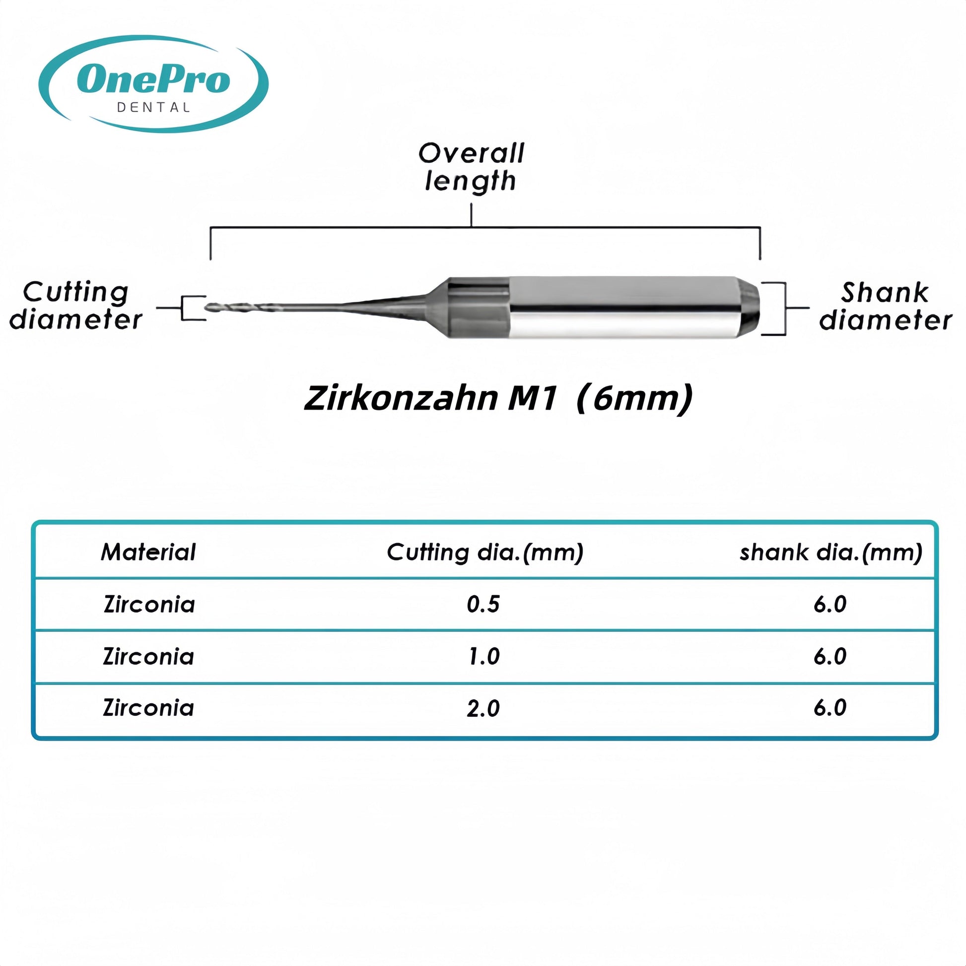 Milling Burs—Zirkonzahn（6mm）Milling Machine - OnePro Dental